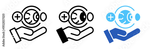 Cornea Treatment Icon Collection Glyph & Mixed Style 