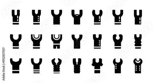 Collection of various tank top icons displayed in a grid pattern on a clean white background