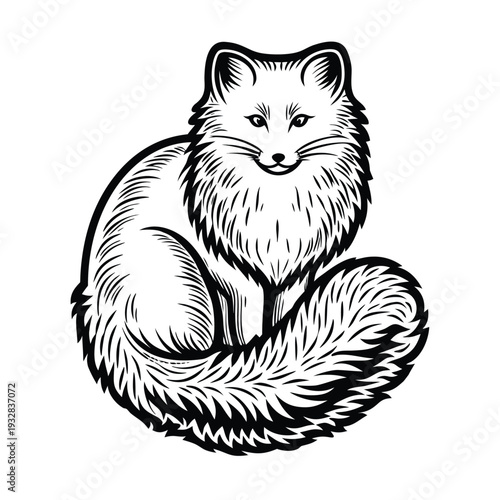 Vector illustration of a sitting arctic fox