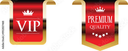 Red and gold vip and premium quality labels