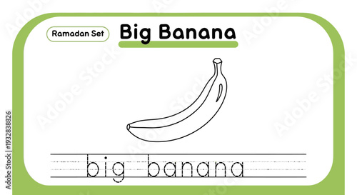 Big Banana Handwriting Practice Sheet for Kids - Learn to Write