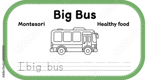 Big Bus Coloring Page for Kids: Learn to Write 