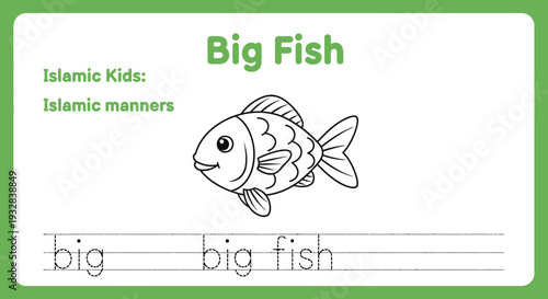 Big Fish Coloring Page for Kids: Islamic Manners Learning Activity