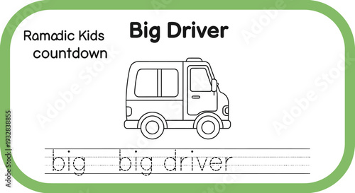 Big Driver Truck Coloring Page for Kids - Learn to Write Big Driver