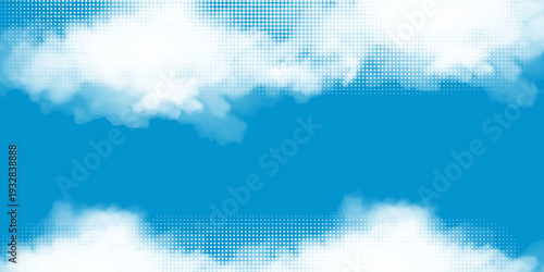 Sky Blue,Cloud Background,Horizon Summer Clear Sky over beach,Vector landscape nature sunrise in Winter,Spring panorama banner white clouds over blue ocean