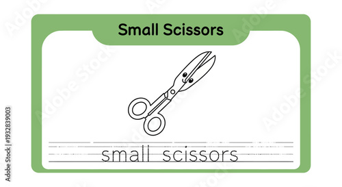 Cute Cartoon Small Scissors with Face, Educational Illustration for Kids