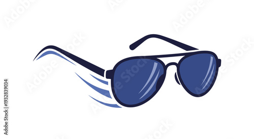 Stylish Blue Aviator Sunglasses with Dynamic Speed Lines