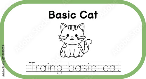 Cute Cat Drawing for Kids Tracing Activity
