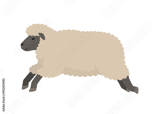 ジャンプする黒い羊サフォーク_ベクターイラスト
