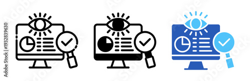 Vision Monitoring Icon Collection Glyph & Mixed Style 