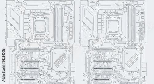 Detailed Technical Drawing of Microchips Design.