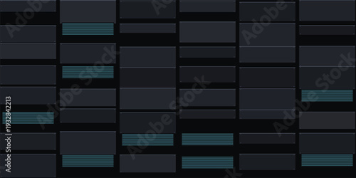 3D Dark Grey Modular Panel Background with Cyan Neon Accents for Cyber Security Data Dashboards