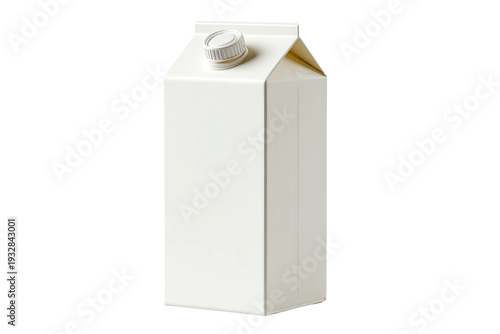 White Milk Carton Isolated on Transparent Background