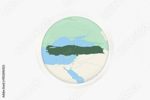 Stylized Map of Turkey with Neighboring Areas.