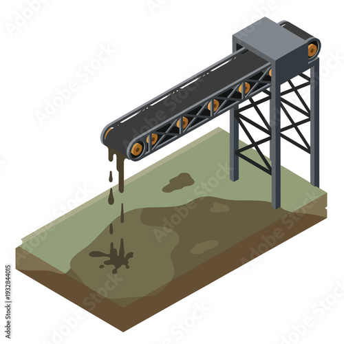 Conveyor Belt Pouring Liquid onto Ground.