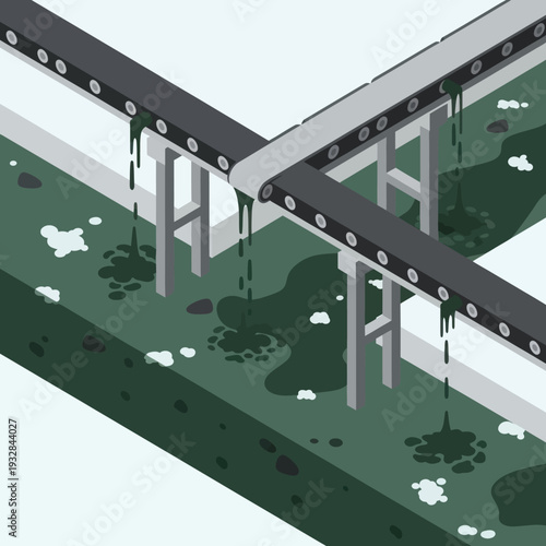 Conveyor Belt with Oil Spills and Grease.
