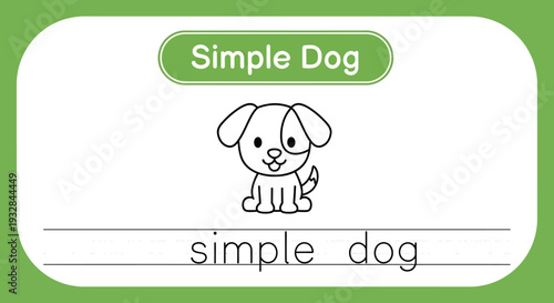 Cute Simple Dog Drawing for Kids Learning to Write