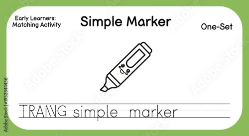 Cute Simple Marker Drawing for Early Learners Matching Activity - One-Set