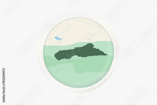 Stylized Map of Central African Republic with Neighboring Areas.