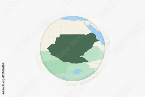 Stylized Map of Sudan with Neighboring Areas.