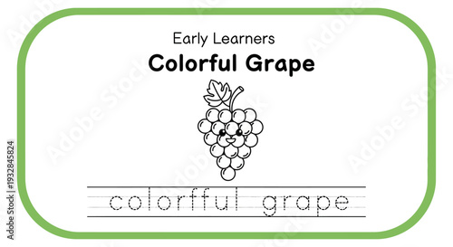 Early Learners Colorful Grape Tracing Worksheet for Kids