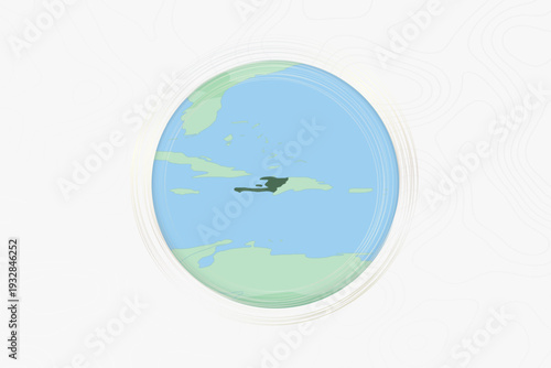 Stylized Map of Haiti with Neighboring Areas.