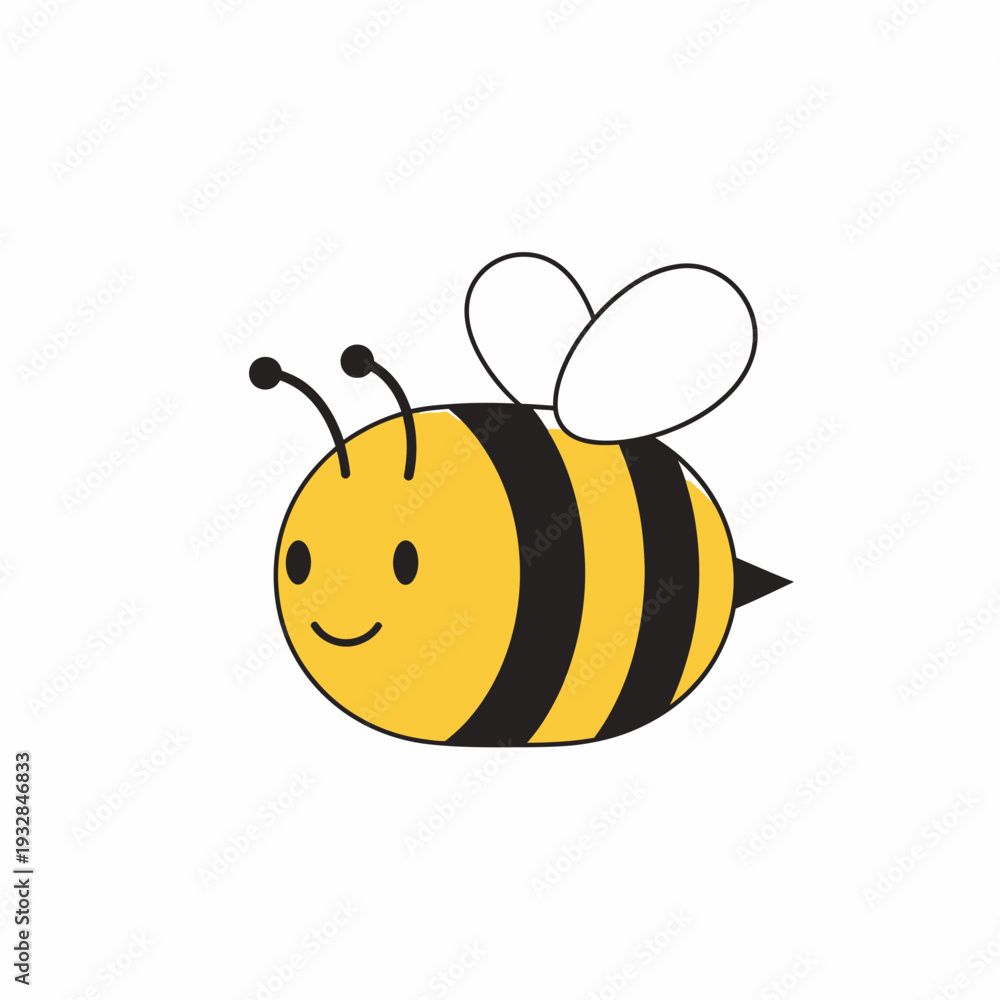 Obraz premium Smiling Cartoon Bee Insect Face.