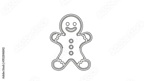 Smiling gingerbread man cookie illustration.
