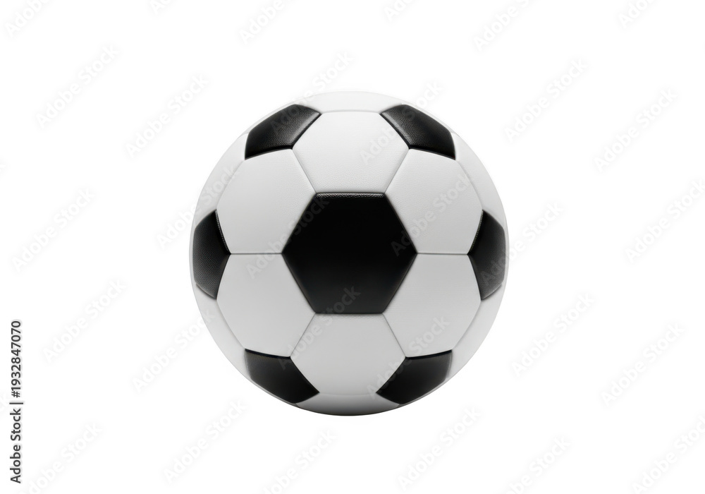Fototapeta premium A black and white soccer ball on a plain background isolated on transparent background