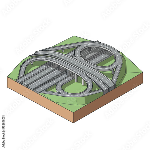Model Railway Tracks on Green Base.