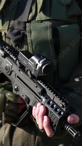 Soldiers in camouflage uniforms maintain order in the city