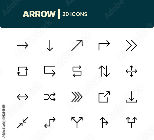 Set of Arrow icons. Arrow icons. 20 Icons set.