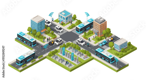 Smart City Intersection with Autonomous Vehicles, Buses, and Green Transport
