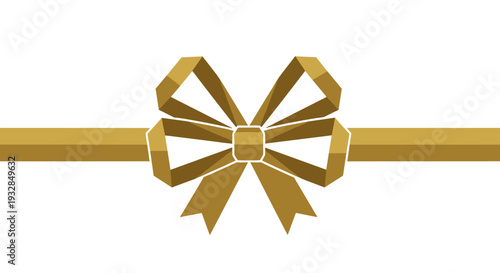 Elegant Gold Bow and Horizontal Ribbon Design Element