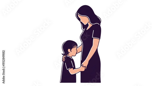 Mother and Child Sharing a Heartfelt Moment Together, Focusing on Trust and Love