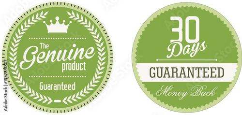 Guaranteed product badges with green background