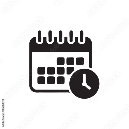 A calendar icon with a clock symbol beside it representing scheduling and time management on a digital device or application interface.