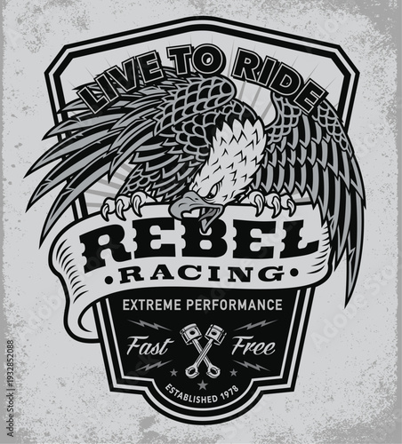 Rebel Racing Eagle Vintage Emblem