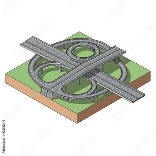 3D Model of Interchange Roads and Highway.