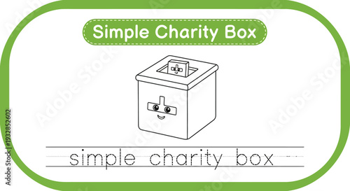 Simple Charity Box Outline for Kids - Trace and Learn