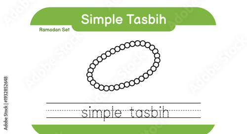 Simple Tasbih Islamic Prayer Beads for Ramadan - Tracing Activity for Kids