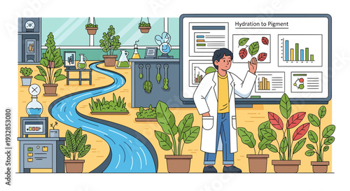 Scientist presenting plant research data on screen.
