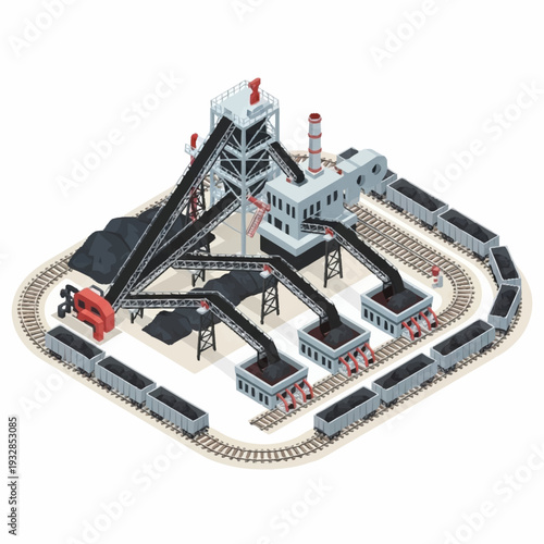 Detailed Model of a Coal Mine and Train System.