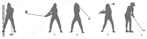  Golf player swing silhouette collection
