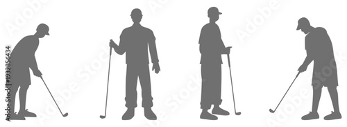  Golf player swing silhouette collection
