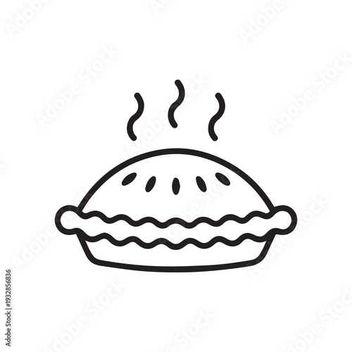 Steaming pie with golden crust and decorative edges isolated on a clean white background