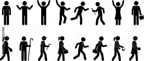 Healthy living silhouette icons for fitness and wellness concepts