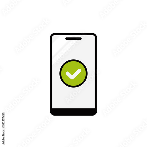 シンプルマネーアイコンシリーズ スマホ決済完了チェックマークアイコン