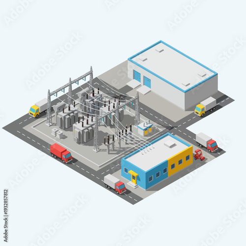 Industrial Facility with Buildings and Equipment.