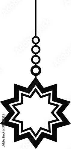 Black and white star shape with circles on string